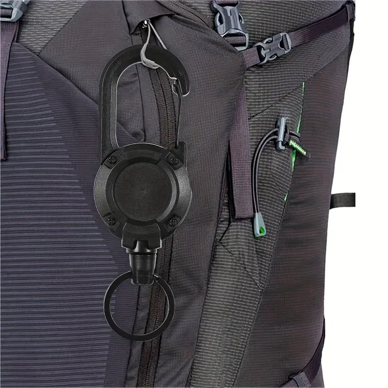 Lot de 1, 2 ou 4 porte-badges rétractables robustes avec mousqueton pour homme, pour sacs de plein air 6