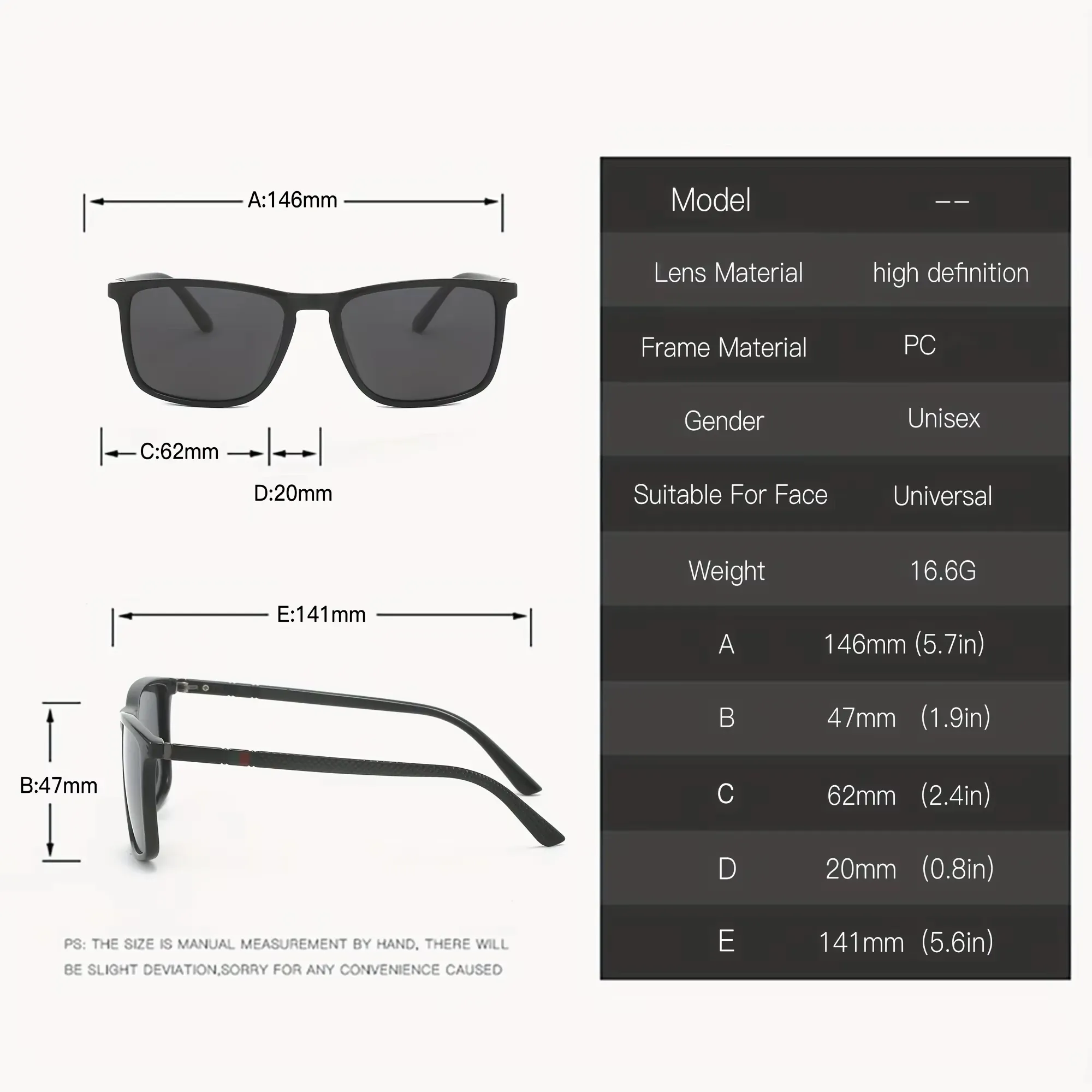Lunettes de soleil carrées polarisées, anti-éblouissement, protection UV400, pour fête d'été, vacances, voyage, conduite et pêche 5