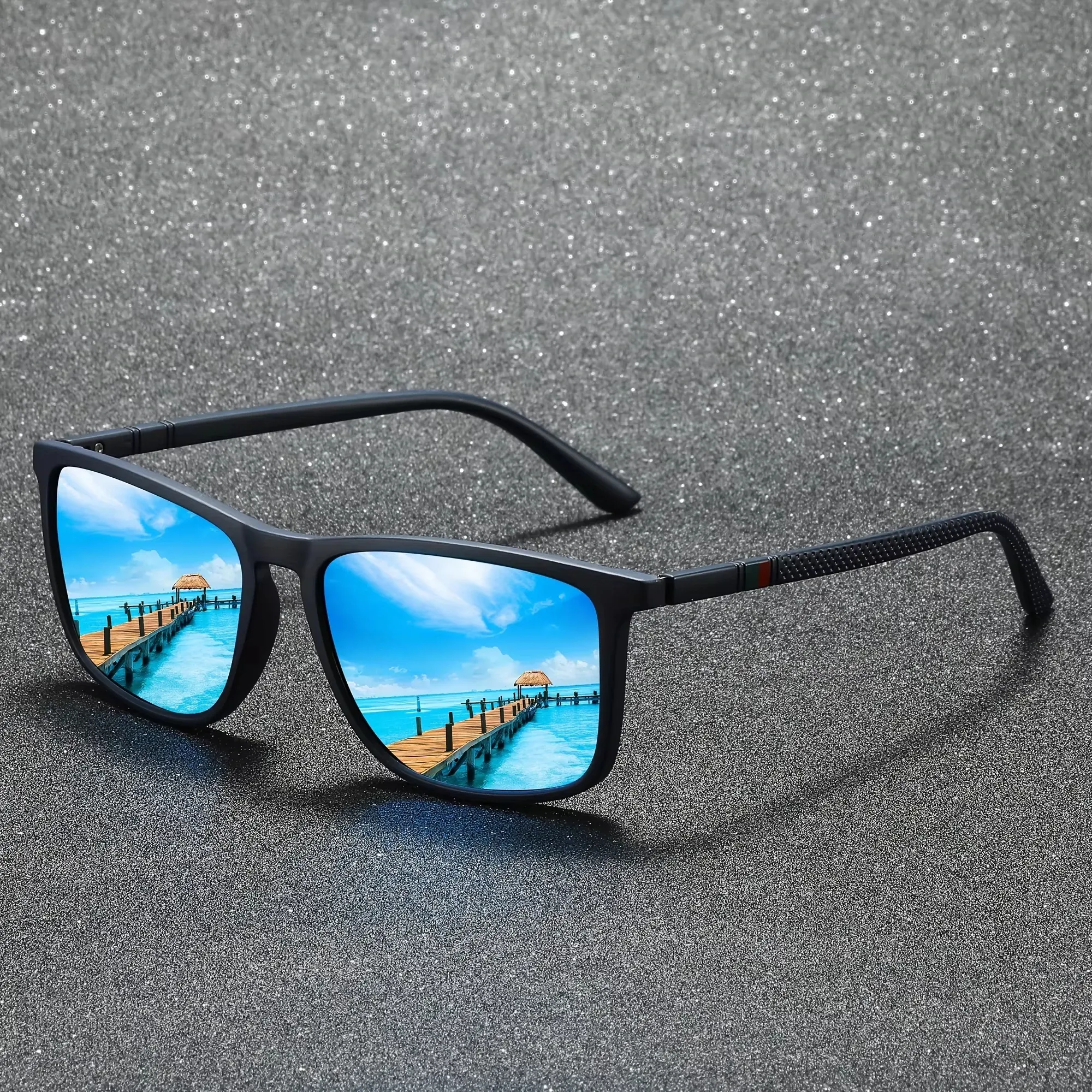 Lunettes de soleil carrées polarisées, anti-éblouissement, protection UV400, pour fête d'été, vacances, voyage, conduite et pêche 16