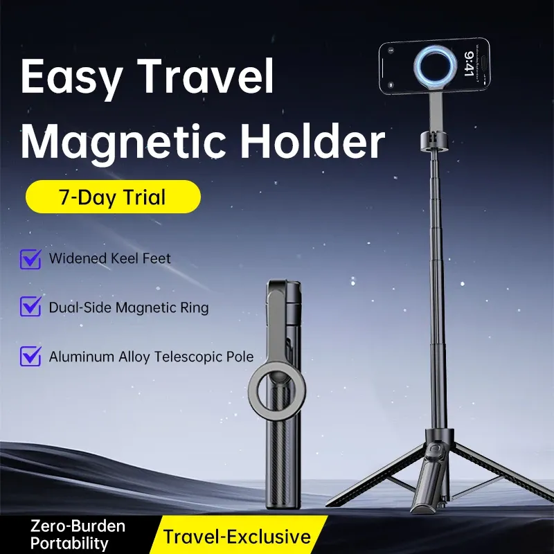 Trépied magnétique T18 pour téléphone avec perche selfie sans fil