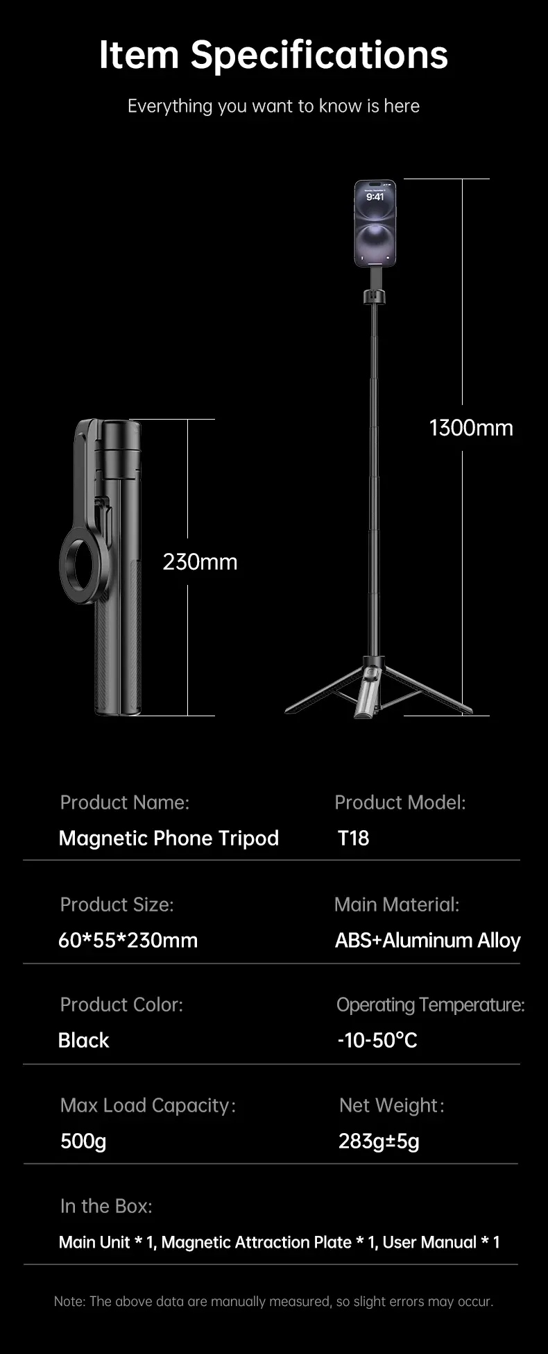 Trépied magnétique T18 - finitions