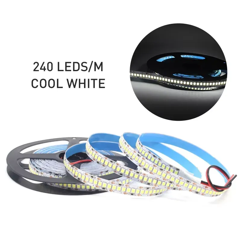 Bande LED SMD 2835 12 V, 1 m à 5 m, 120 LED/m et 240 LED/m, blanc chaud, ruban flexible pour décoration intérieure 9