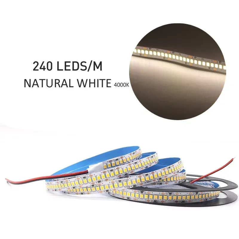 Bande LED SMD 2835 12 V, 1 m à 5 m, 120 LED/m et 240 LED/m, blanc chaud, ruban flexible pour décoration intérieure 7