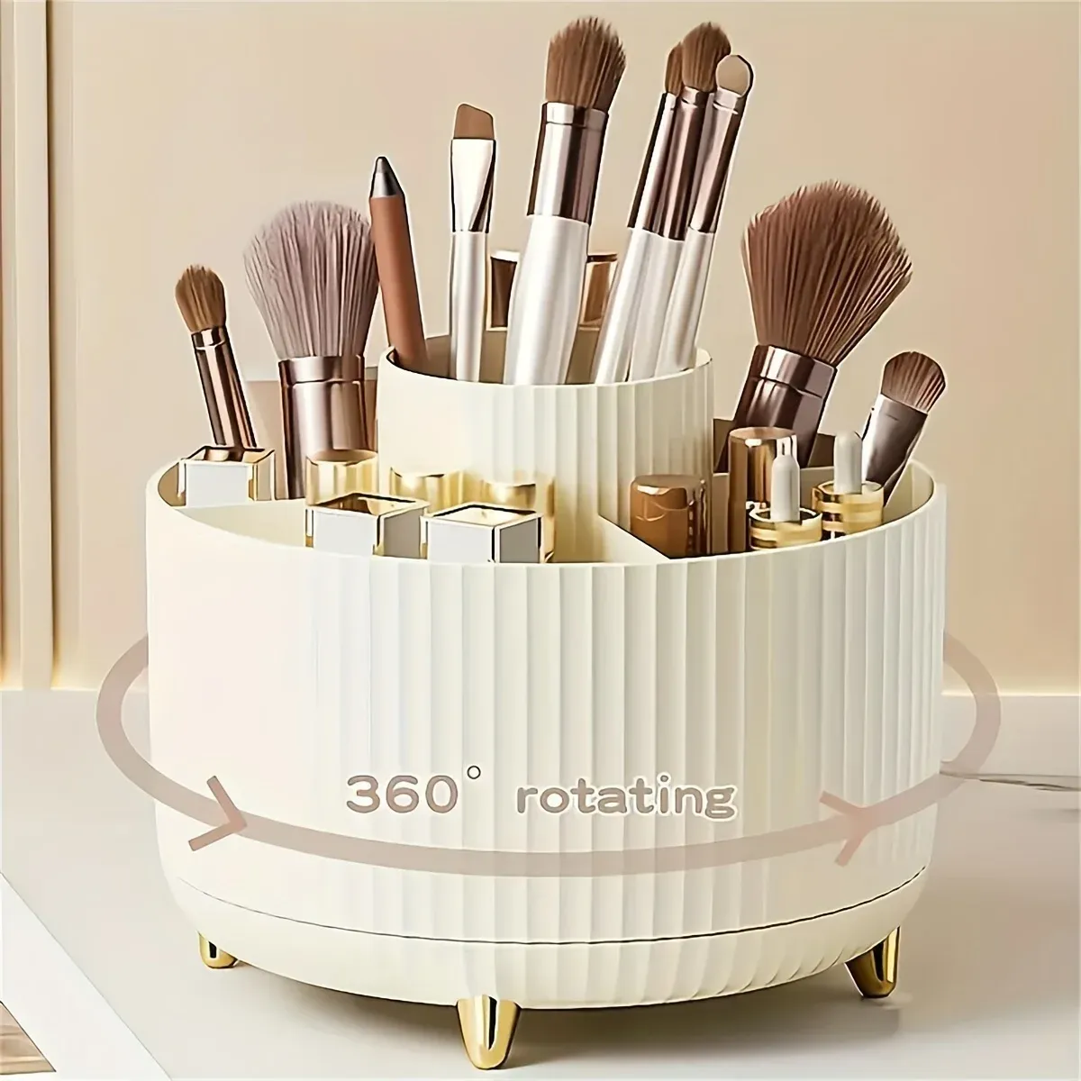 Boîte de rangement rotative pour maquillage vue d'ensemble