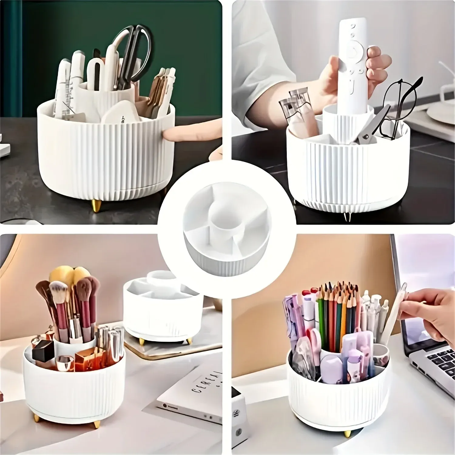 Organisation élégante de produits de maquillage sur plateau rotatif