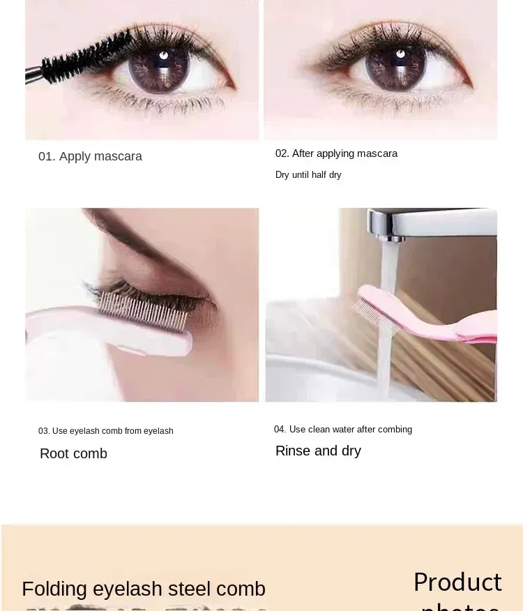 Brosse à cils pliante, détail du peigne