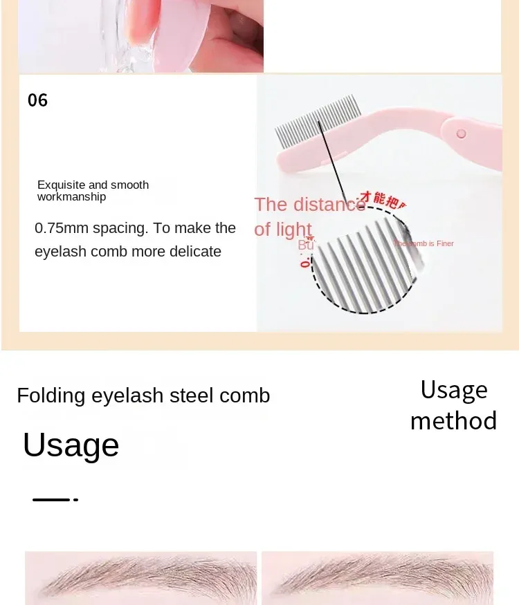 Brosse à cils pliante en situation d'utilisation