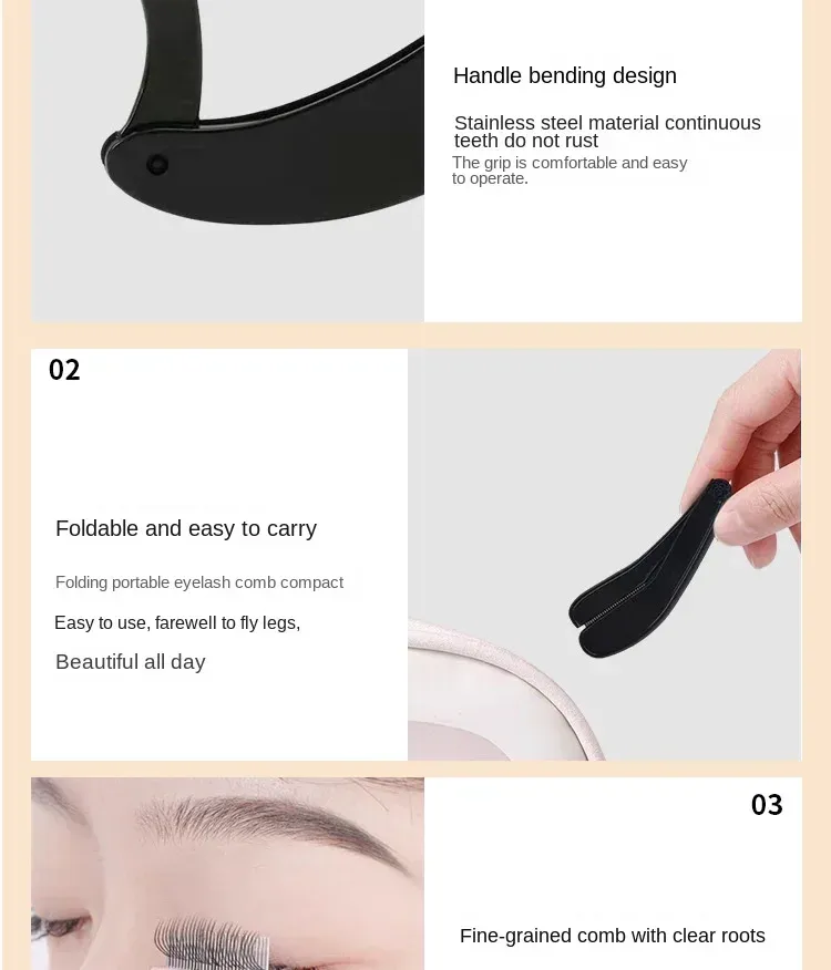 Peigne en acier inoxydable pour cils et sourcils