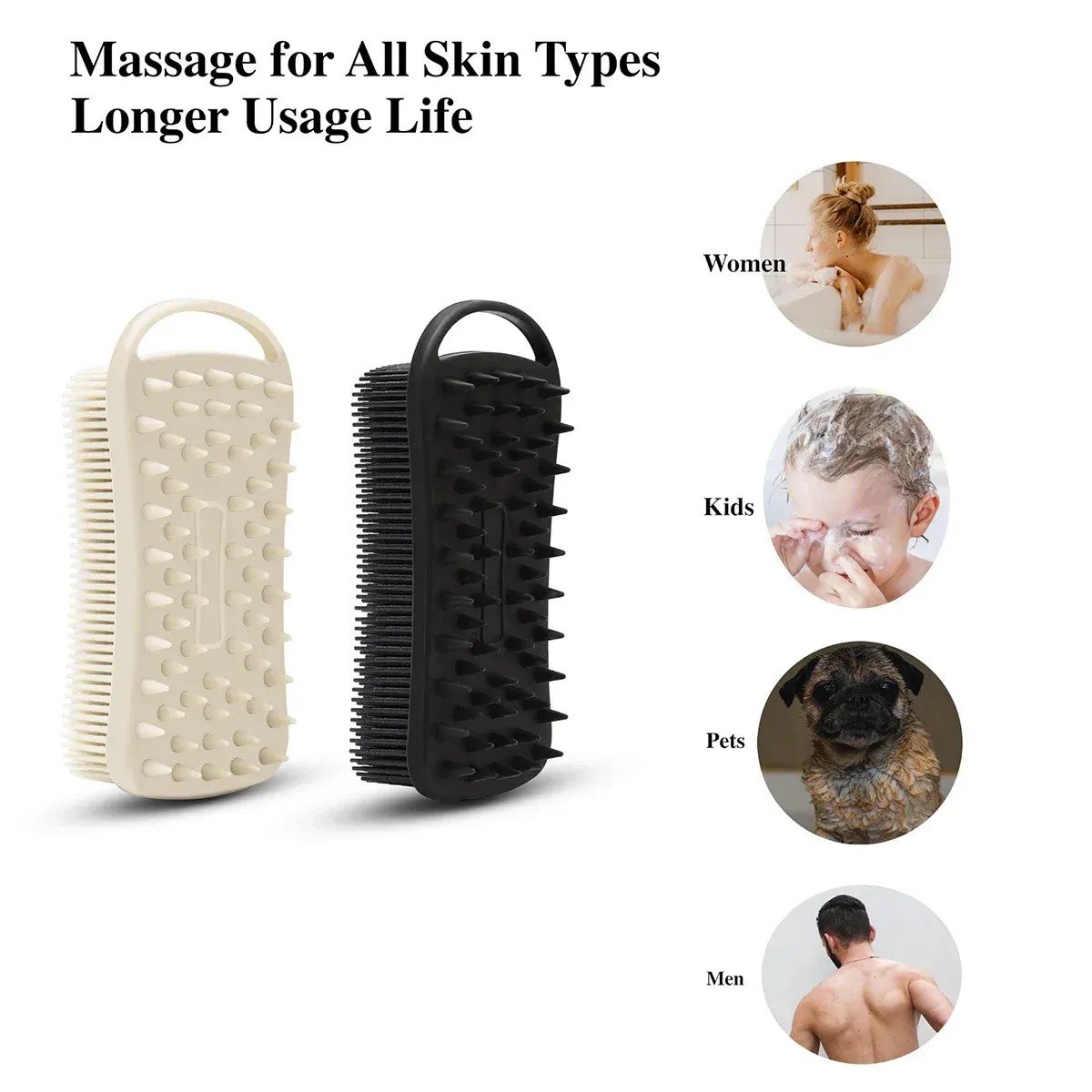 Détail des poils de la brosse de douche