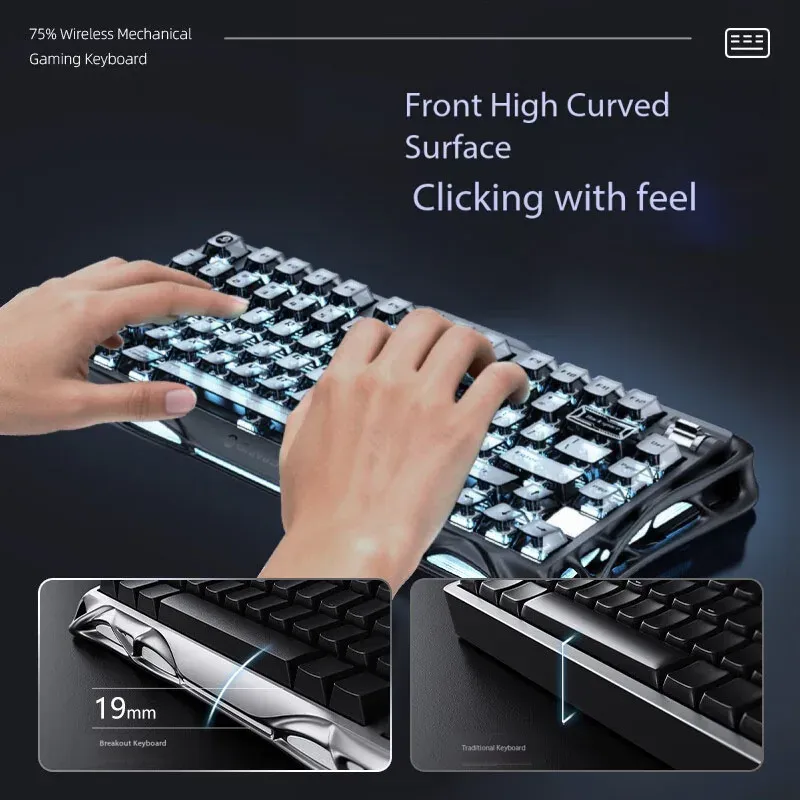 Détail des touches transparentes Gasket Mist du clavier GravaStar K1