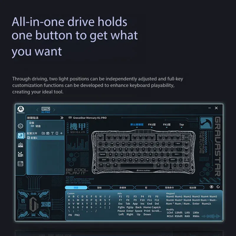Clavier GravaStar K1 en situation d'utilisation