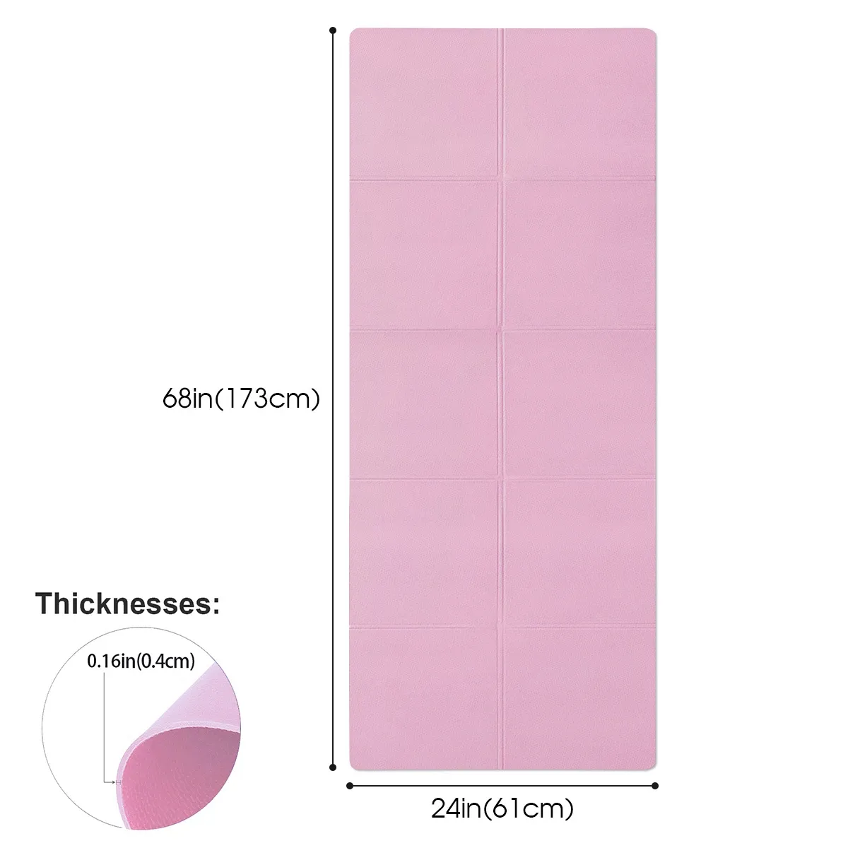 Tapis de yoga en EVA 4 mm d'épaisseur, antidérapant, tapis de fitness et de sport pour la pratique du yoga et du Pilates, tapis de gym 2