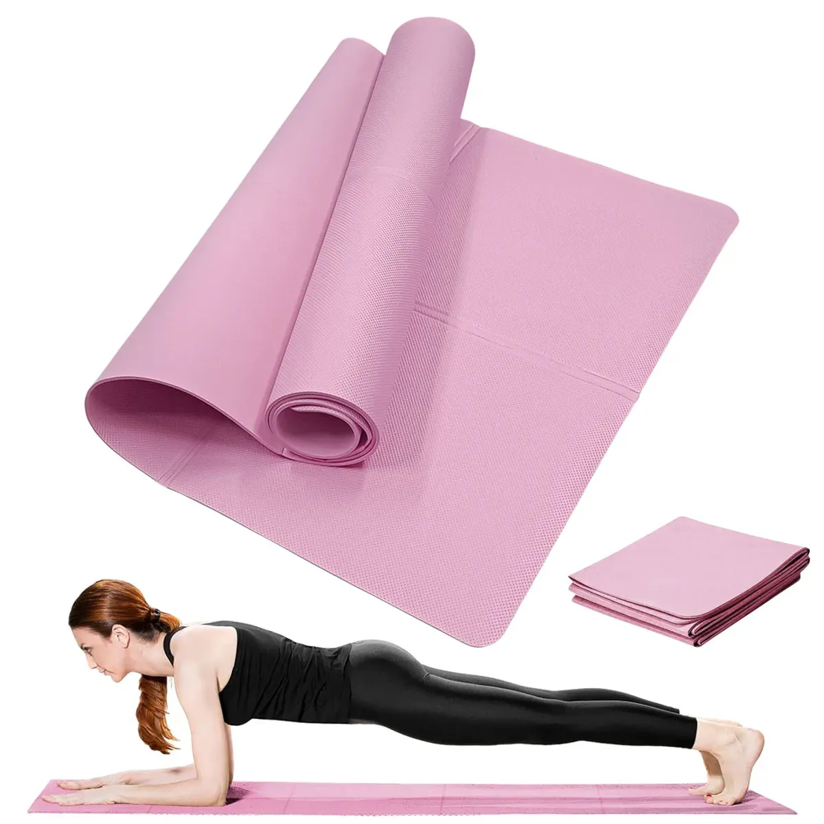 Tapis de yoga en EVA 4 mm d'épaisseur, antidérapant, tapis de fitness et de sport pour la pratique du yoga et du Pilates, tapis de gym 5