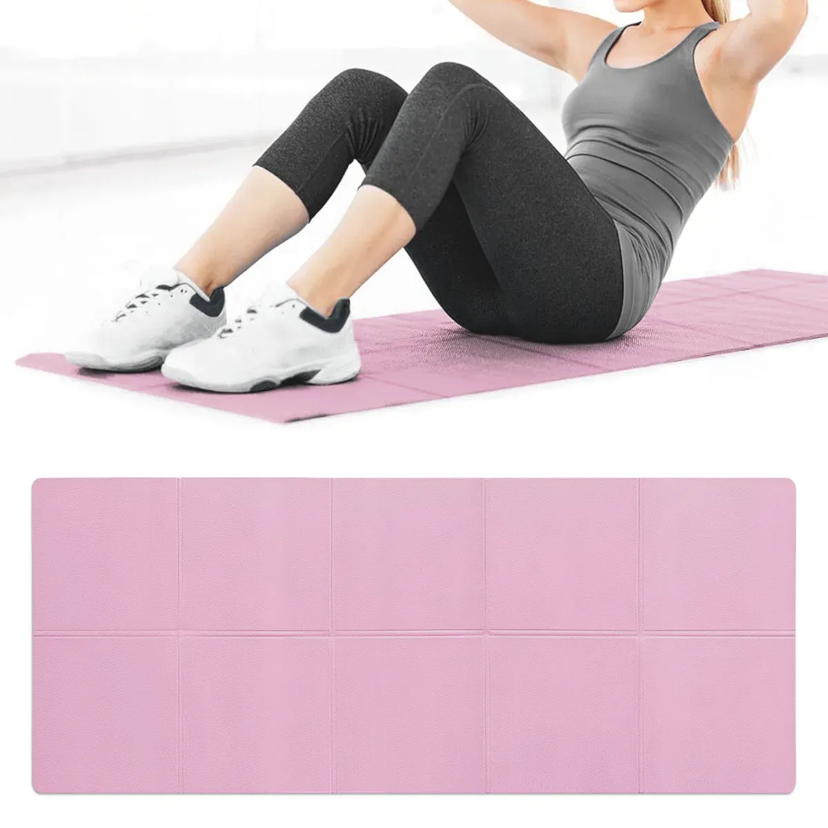 Tapis de yoga en EVA 4 mm d'épaisseur, antidérapant, tapis de fitness et de sport pour la pratique du yoga et du Pilates, tapis de gym 6
