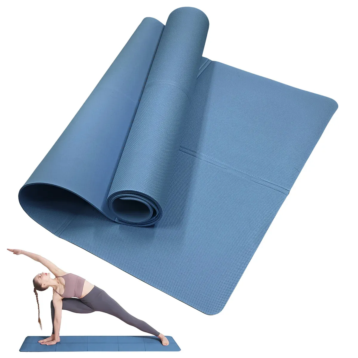 Tapis de yoga en EVA 4 mm d'épaisseur, antidérapant, tapis de fitness et de sport pour la pratique du yoga et du Pilates, tapis de gym 9
