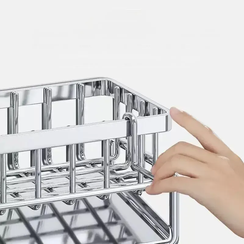 Organisateur d'évier multifonctionnel en acier inoxydable | Porte-éponge, porte-savon et porte-serviettes intégré pour la cuisine et la salle de bain 3
