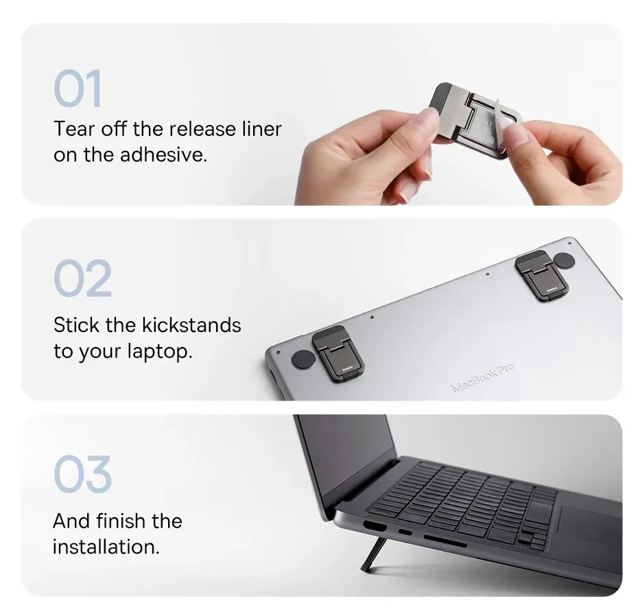 Étapes d'installation du support sur un ordinateur portable