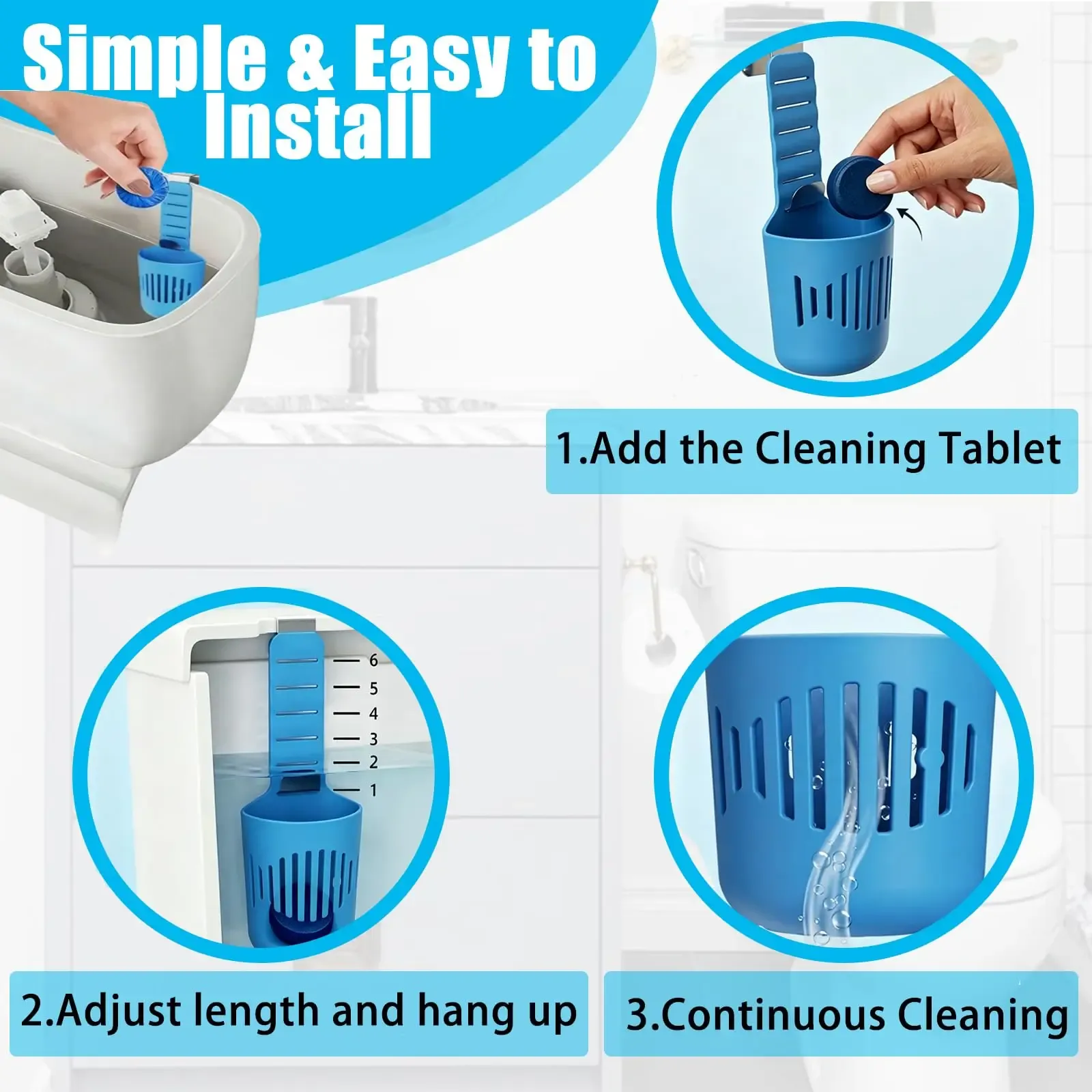 Support de tablette en silicone pour réservoir de toilettes avec nettoyant et désodorisant suspendu pour cuvette 5