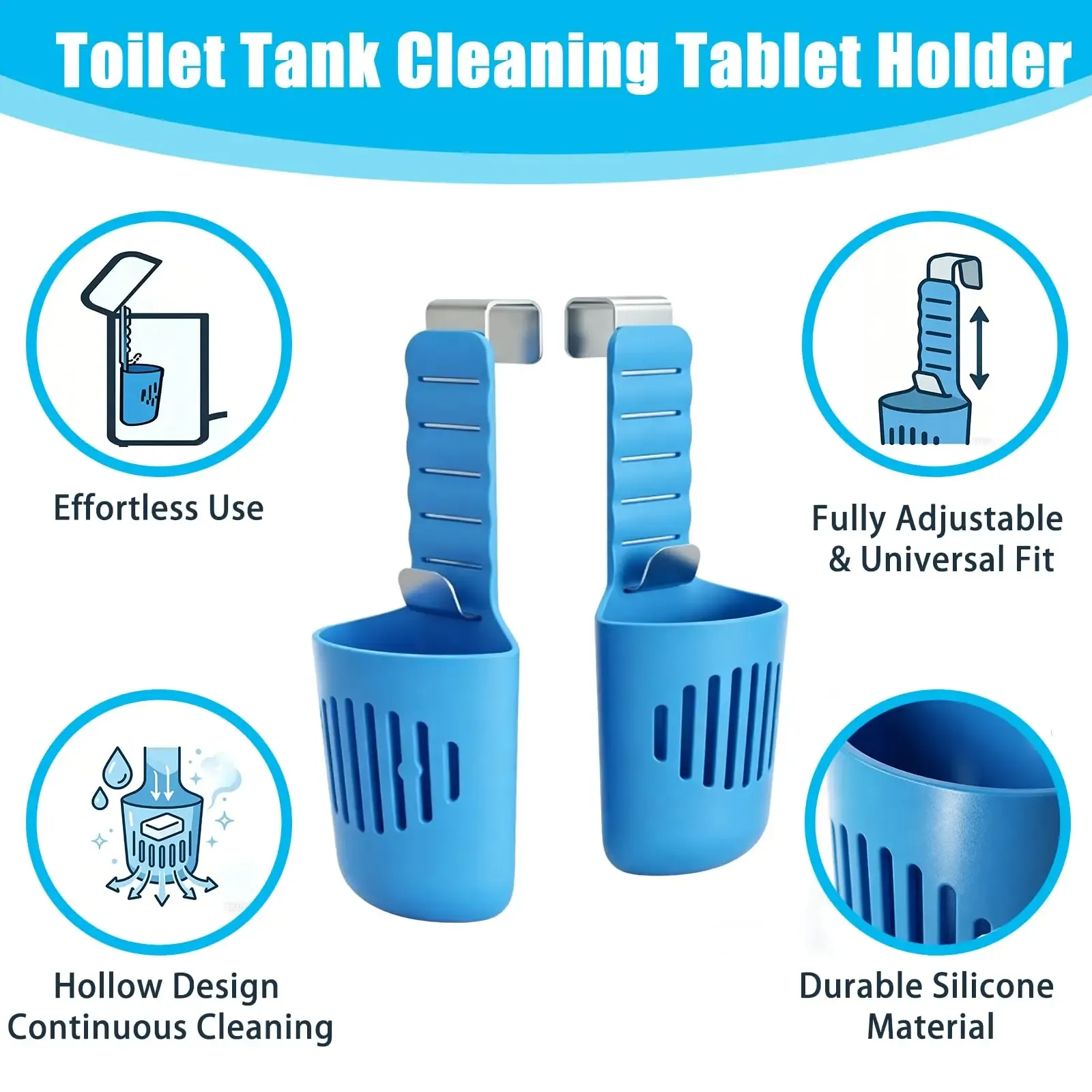 Support de tablette en silicone pour réservoir de toilettes avec nettoyant et désodorisant suspendu pour cuvette 6