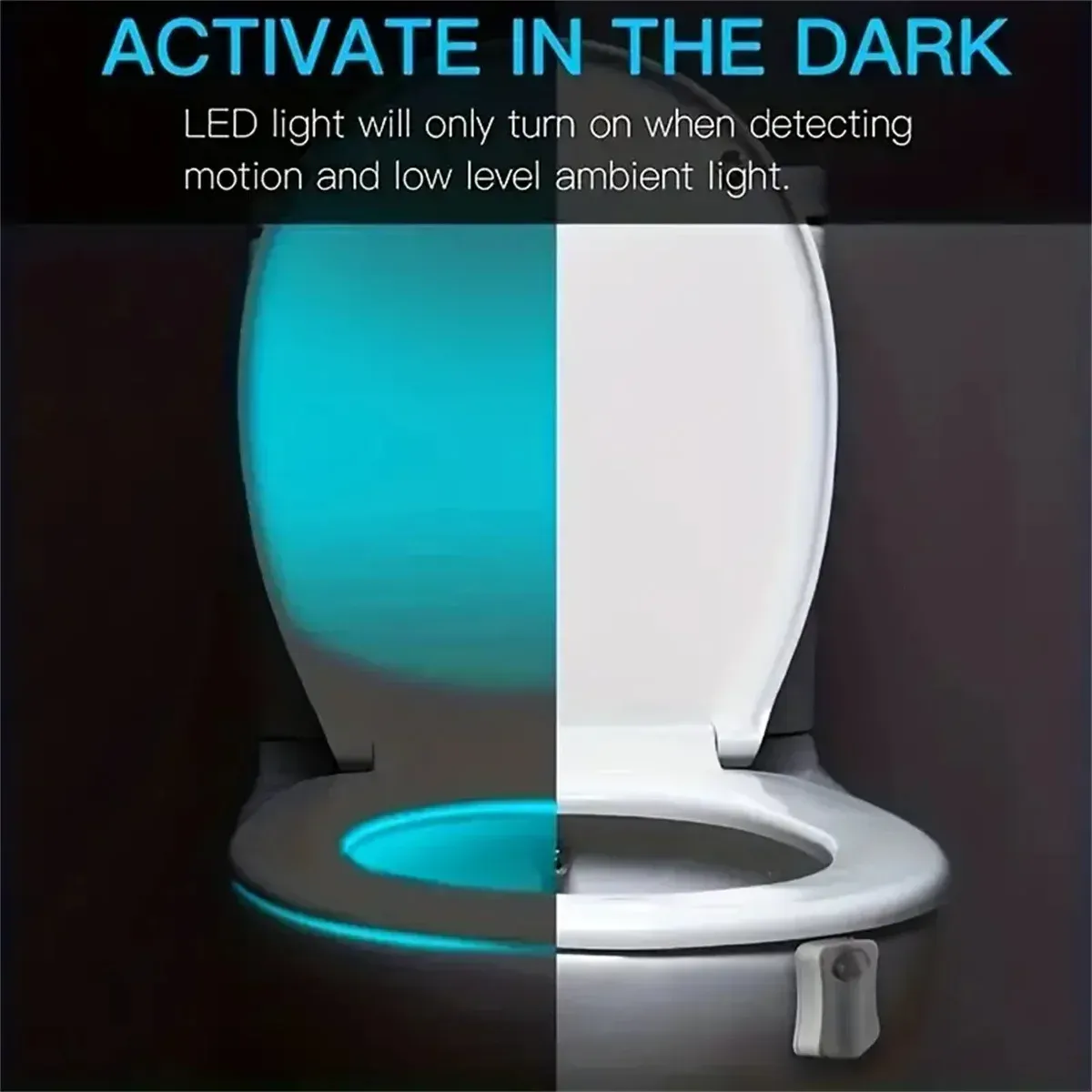 Veilleuse LED à capteur de mouvement pour toilettes, 8 couleurs, éclairage de nuit pour salle de bain 3
