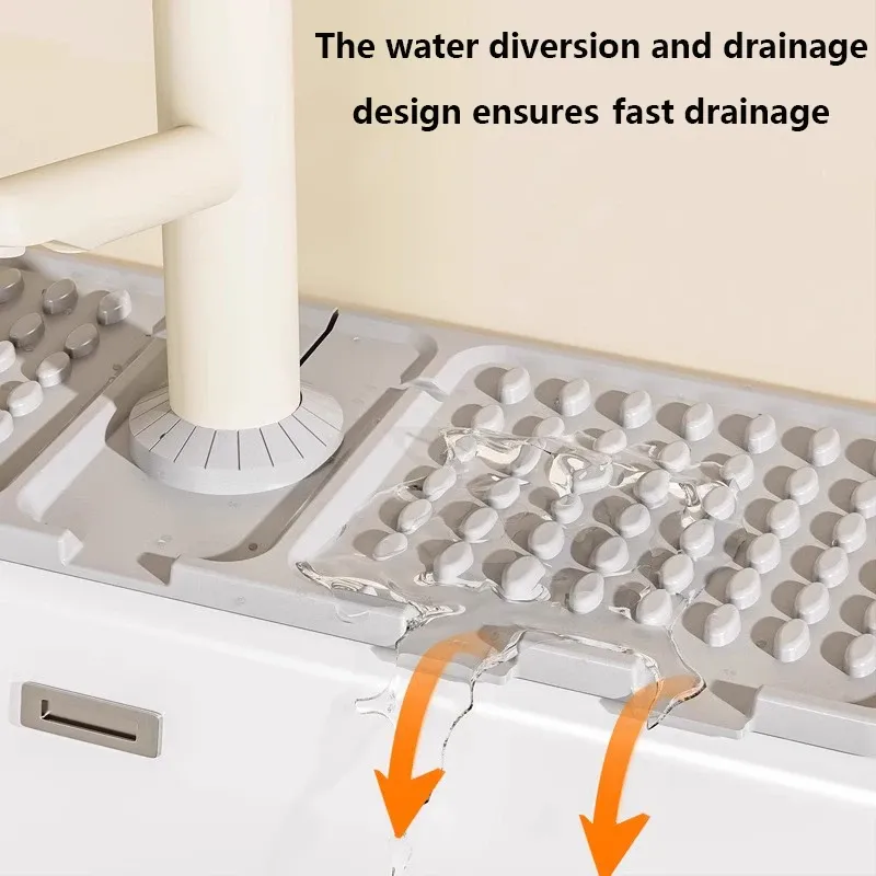 Tapis de drainage en silicone pour robinet, pliable et personnalisable, tapis imperméable et anti-éclaboussures multifonctionnel pour évier de cuisine 3
