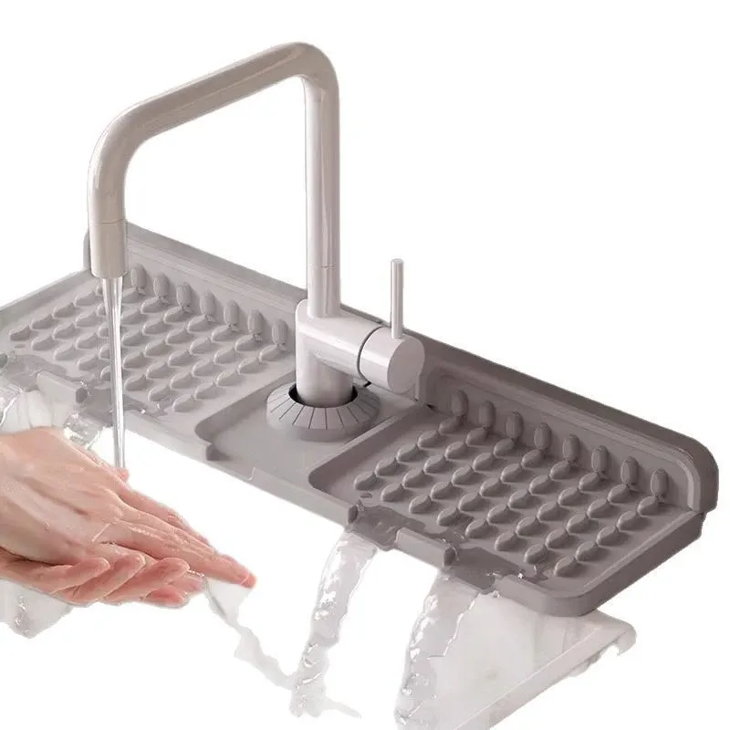 Tapis de drainage en silicone pour robinet, pliable et personnalisable, tapis imperméable et anti-éclaboussures multifonctionnel pour évier de cuisine 6