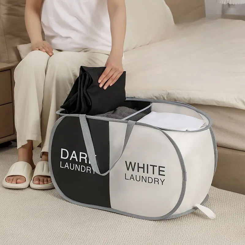 Grand panier à linge pliable en tissu avec poignées, organisateur de vêtements pour la maison, la salle de bain et le dortoir 1