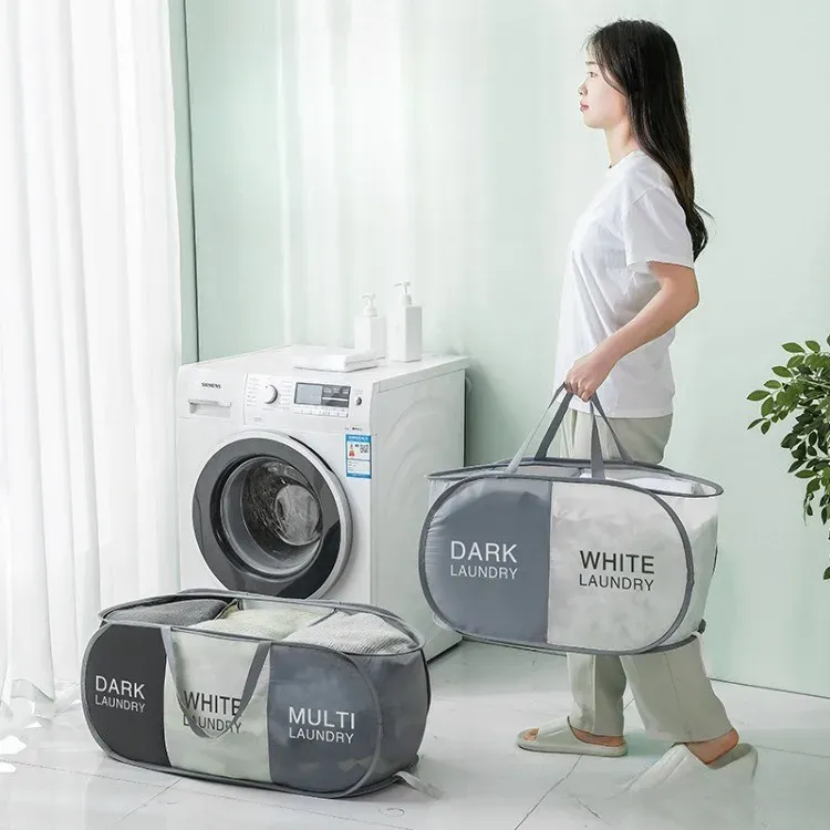 Panier à linge pliable, détail d'utilisation