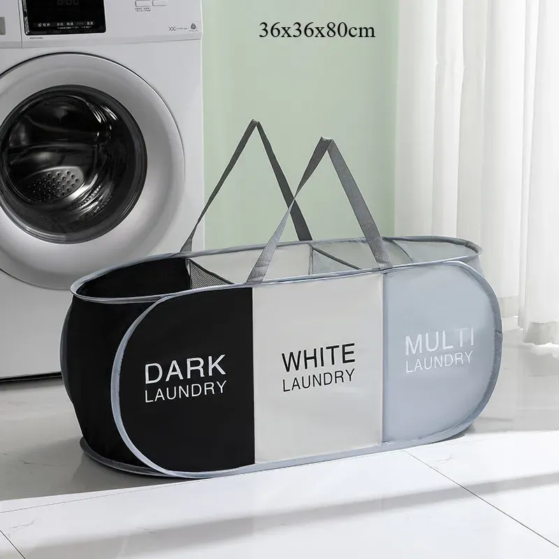 Grand panier à linge pliable en tissu avec poignées, organisateur de vêtements pour la maison, la salle de bain et le dortoir 8