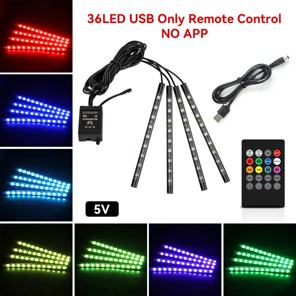 Éclairage d'ambiance LED pour habitacle automobile, synchronisation musicale, alimentation USB / allume-cigare 19