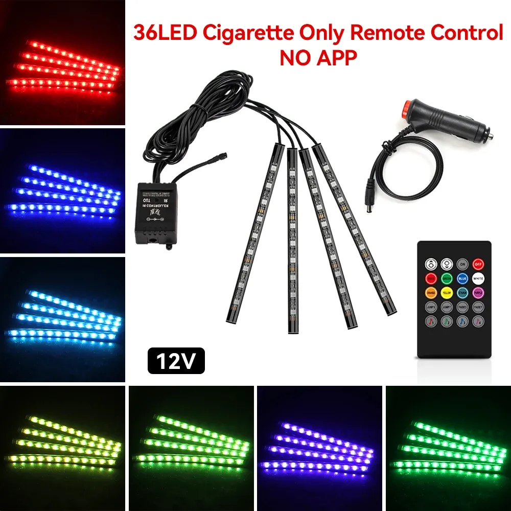 Éclairage d'ambiance LED pour habitacle automobile, synchronisation musicale, alimentation USB / allume-cigare 15