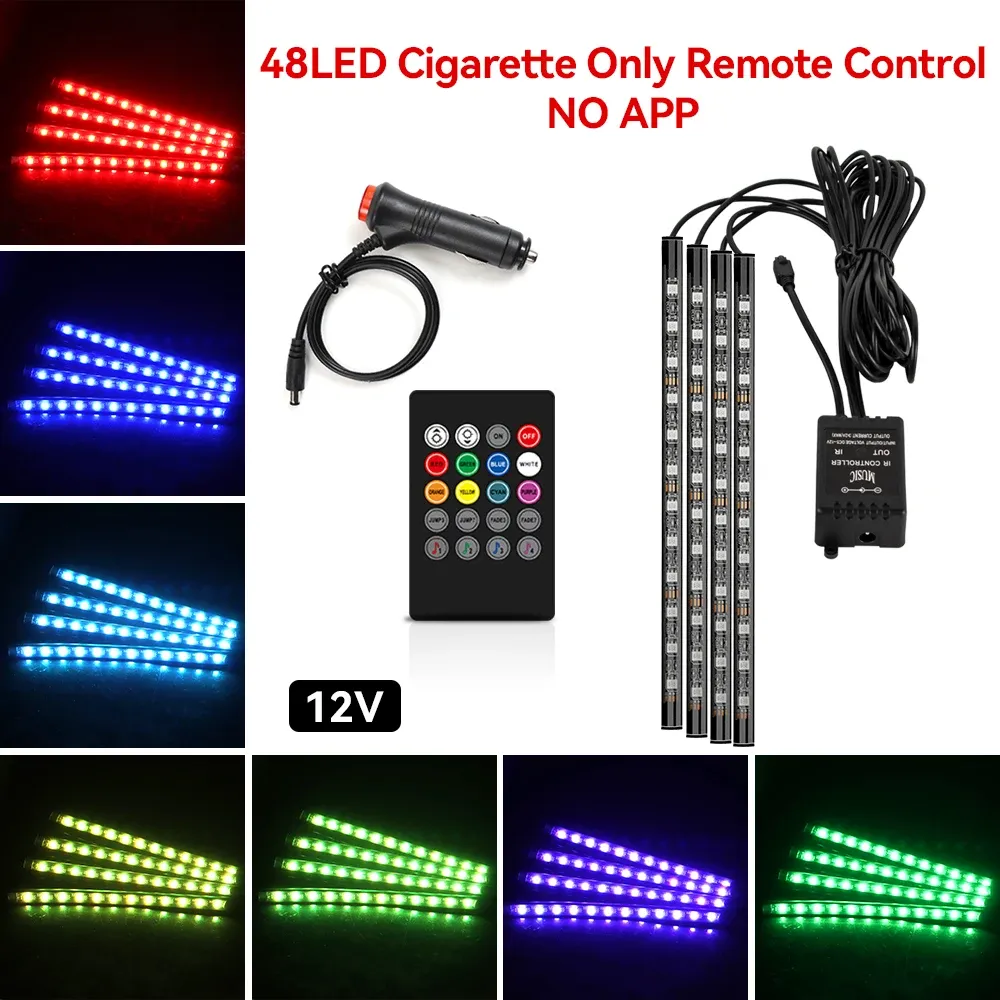 Éclairage d'ambiance LED pour habitacle automobile, synchronisation musicale, alimentation USB / allume-cigare 11
