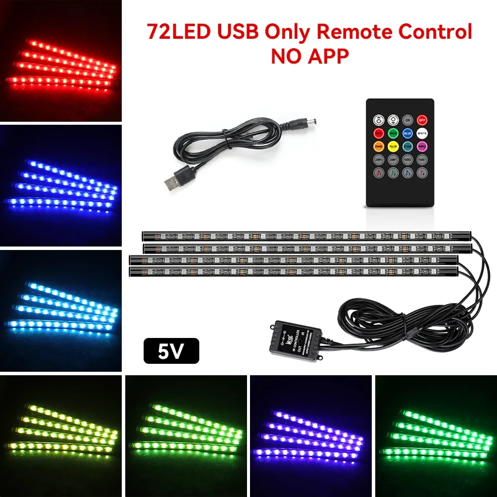 Éclairage d'ambiance LED pour habitacle automobile, synchronisation musicale, alimentation USB / allume-cigare 14