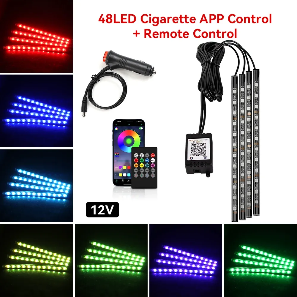 Éclairage d'ambiance LED pour habitacle automobile, synchronisation musicale, alimentation USB / allume-cigare 20