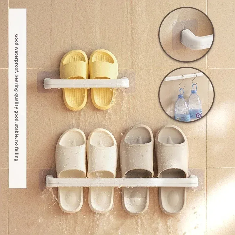 Étagère murale pour pantoufles, étanche et non poreuse, rangement pour salle de bain, organisateur à chaussures gain de place, organisation de la maison 3