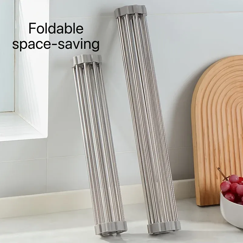 Égouttoir à vaisselle pliable en acier inoxydable pour évier de cuisine, multi-tailles 6