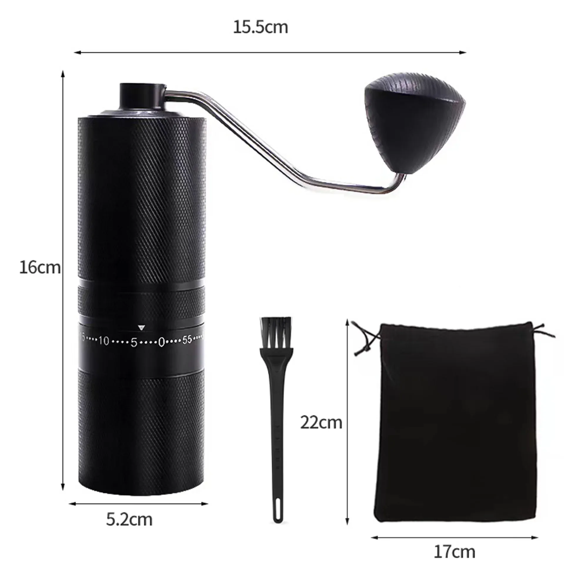 Moulin à café manuel portable, 60 réglages de mouture, meules en acier inoxydable SUS420 à 7 axes, poignée à manivelle 2
