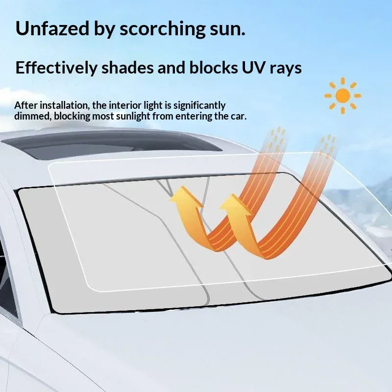 Pare-soleil pliable pour pare-brise de voiture, anti-UV et réfléchissant 4