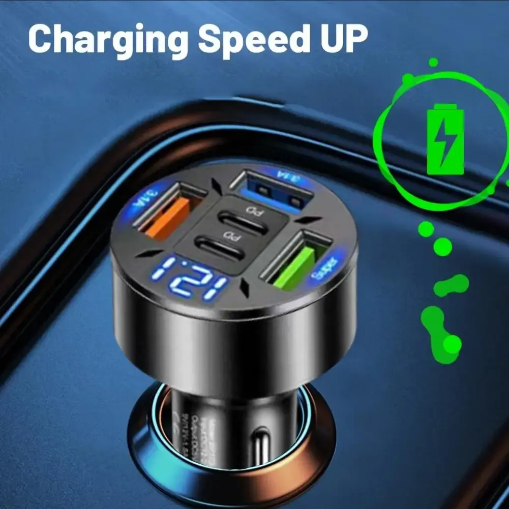 Chargeur de voiture à affichage numérique, design et finition