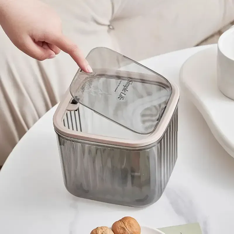Boîte de rangement miniature transparente pour bureau, 1 pièce, avec couvercle à ouverture automatique, conteneur multifonctionnel étanche pour perles et lessive en poudre, idéal pour le bureau, la cuisine, la salle à manger et la salle de bain. 3
