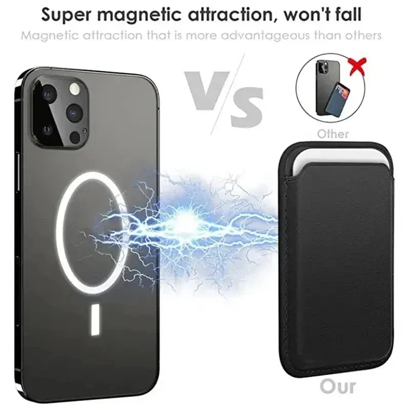 Étui portefeuille magnétique en cuir avec porte-cartes et compatibilité MagSafe 5