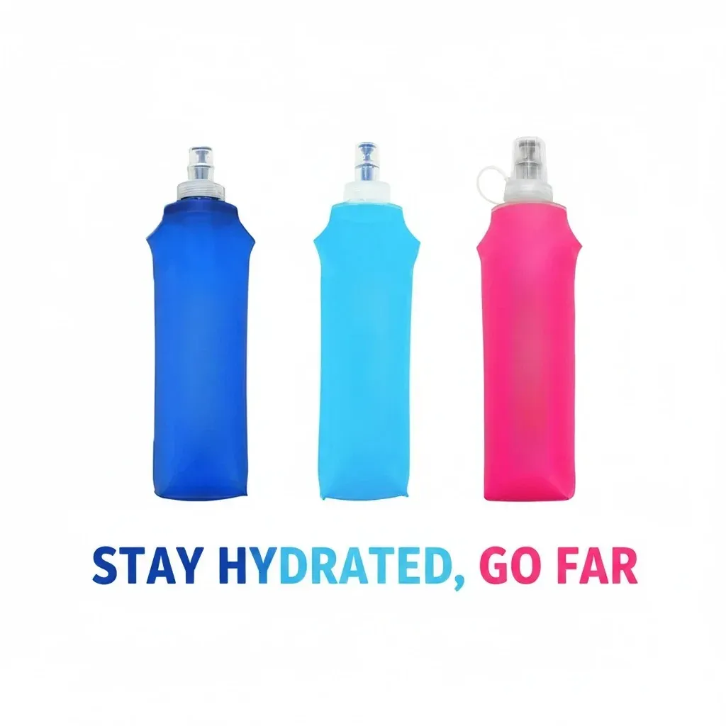Bouteille d'eau pliable en silicone avec valve à morsure, idéale pour les voyages, le camping, la randonnée et la course à pied - Image 1