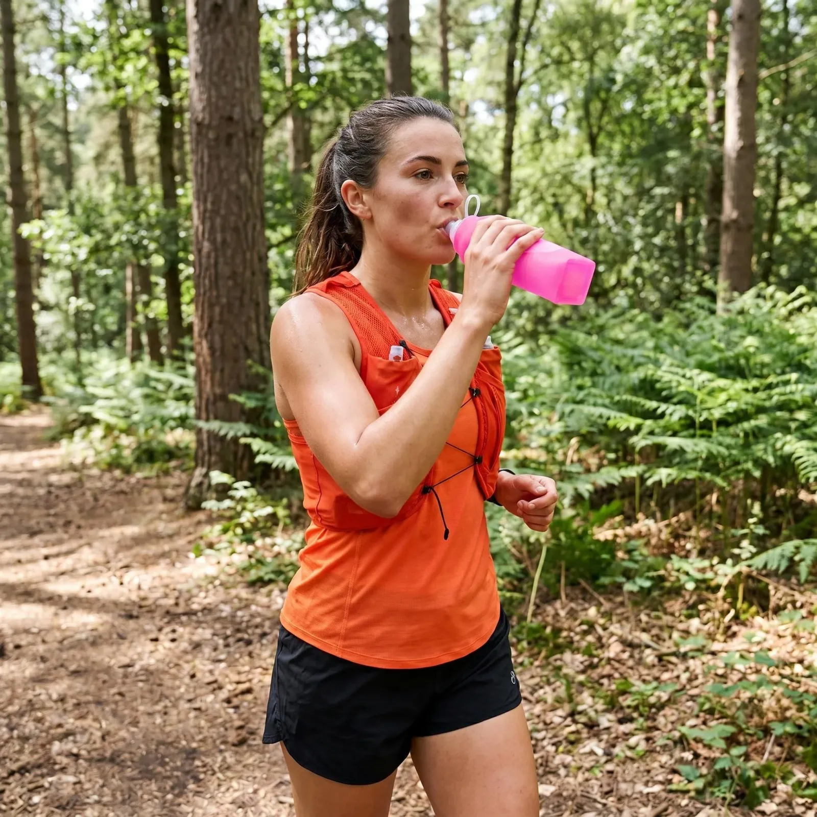 Gourde pliable en silicone en situation d'utilisation sportive
