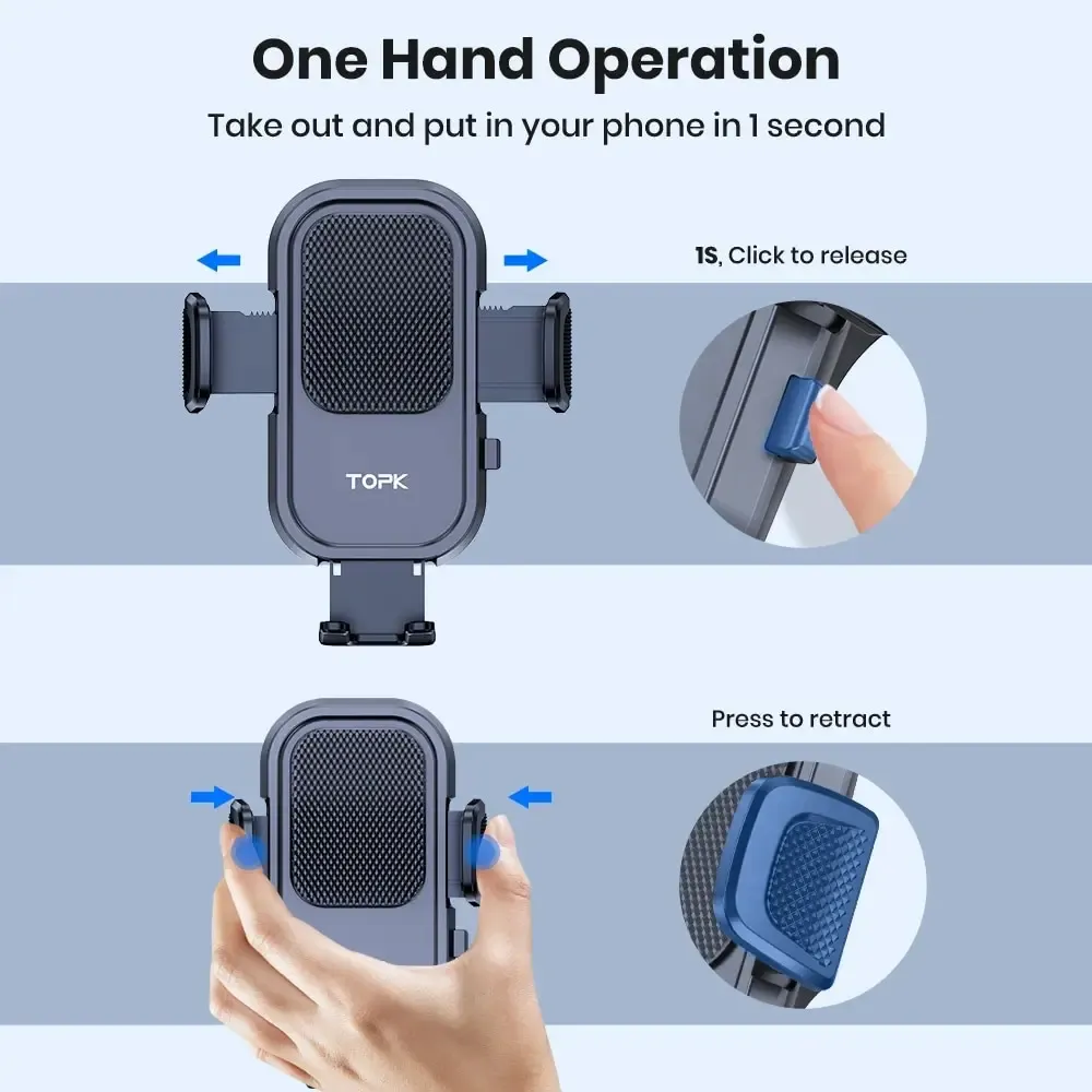 TOPK Support de téléphone pour voiture iPhone à fixation par ventouse pour tableau de bord 2