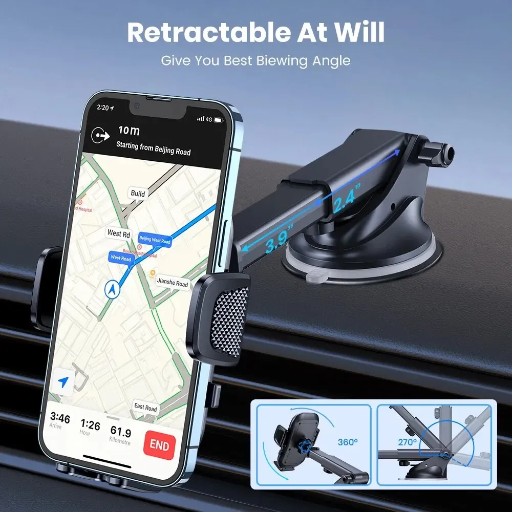 TOPK Support de téléphone pour voiture iPhone à fixation par ventouse pour tableau de bord 5