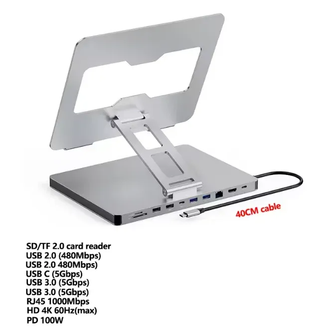 Support rotatif pour ordinateur portable en aluminium au design épuré