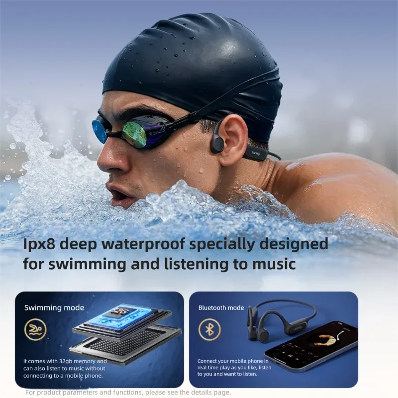 Sanag B33S Écouteurs Bluetooth à Conduction Osseuse, Oreille Ouverte, IPX8, Casque de Natation, Mémoire 32 Go, Casque Sans Fil, Lecteur MP3 2