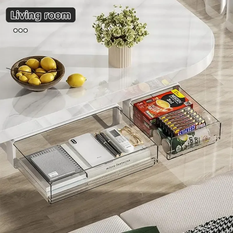 Tiroir de rangement sous table auto-adhésif, boîte de rangement cachée pour bureau, cosmétiques et papeterie 3