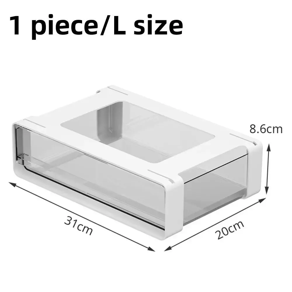 Tiroir de rangement sous table auto-adhésif, boîte de rangement cachée pour bureau, cosmétiques et papeterie 6