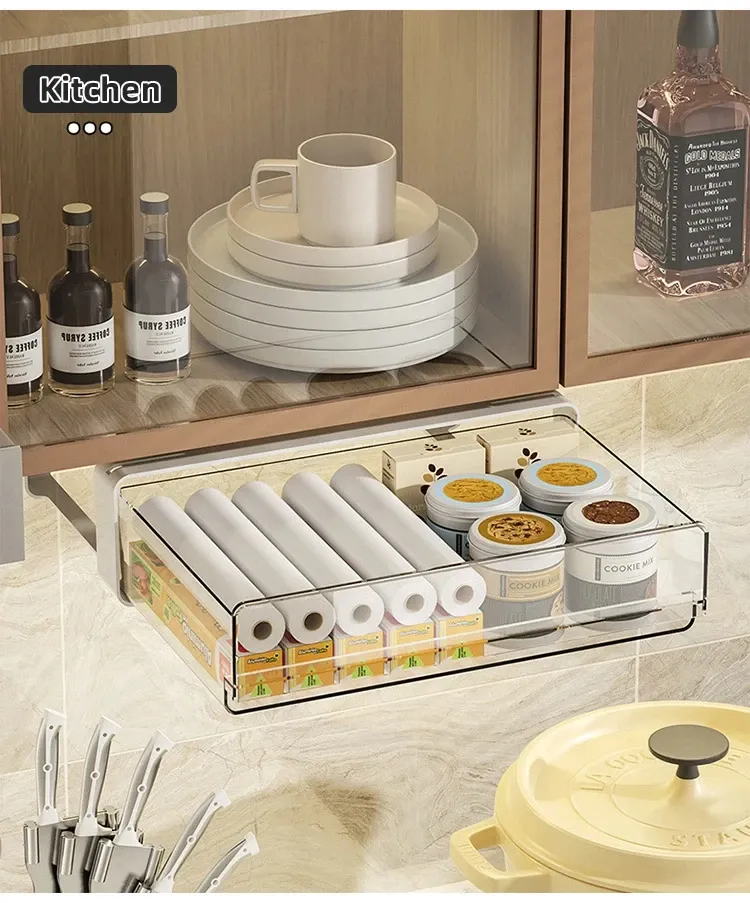 Rangement sous table en situation